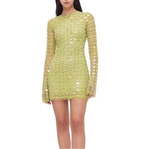 Rachel Gilbert Lucinda Mini Yellow Sequin Dress